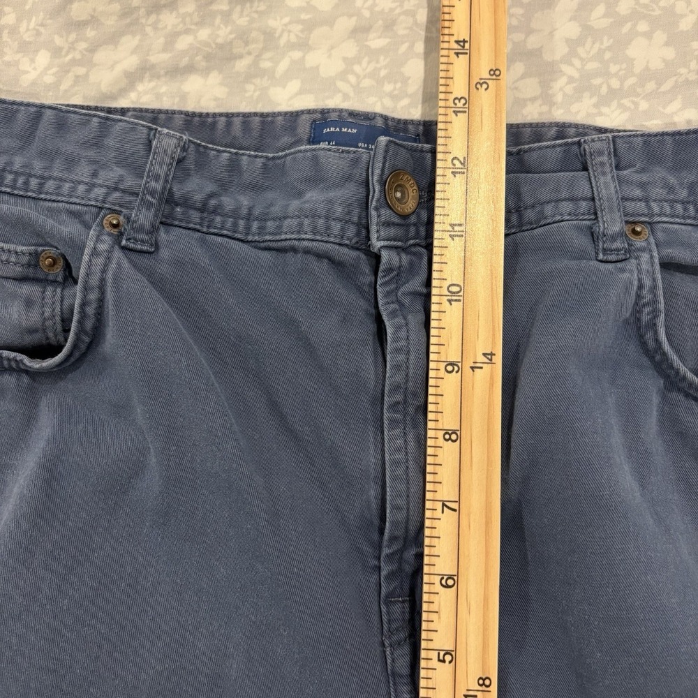 Zara Man | Navy Blue Slim Fit Cotton Twill Pants Men's Size 34 Casual 5 Pockets - Picture 5 of 8